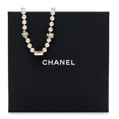 Chanel Pearl Crystal CC Short Charm Necklace Gold 6 of 6