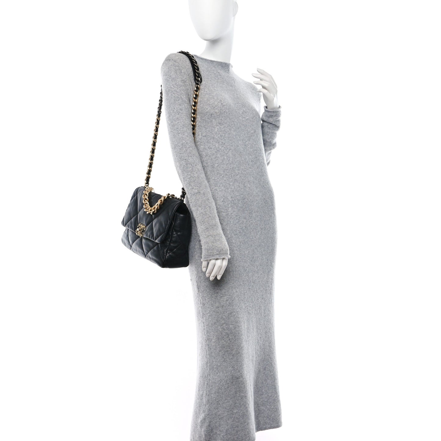 Goatskin Quilted Large Chanel 19 Flap Black