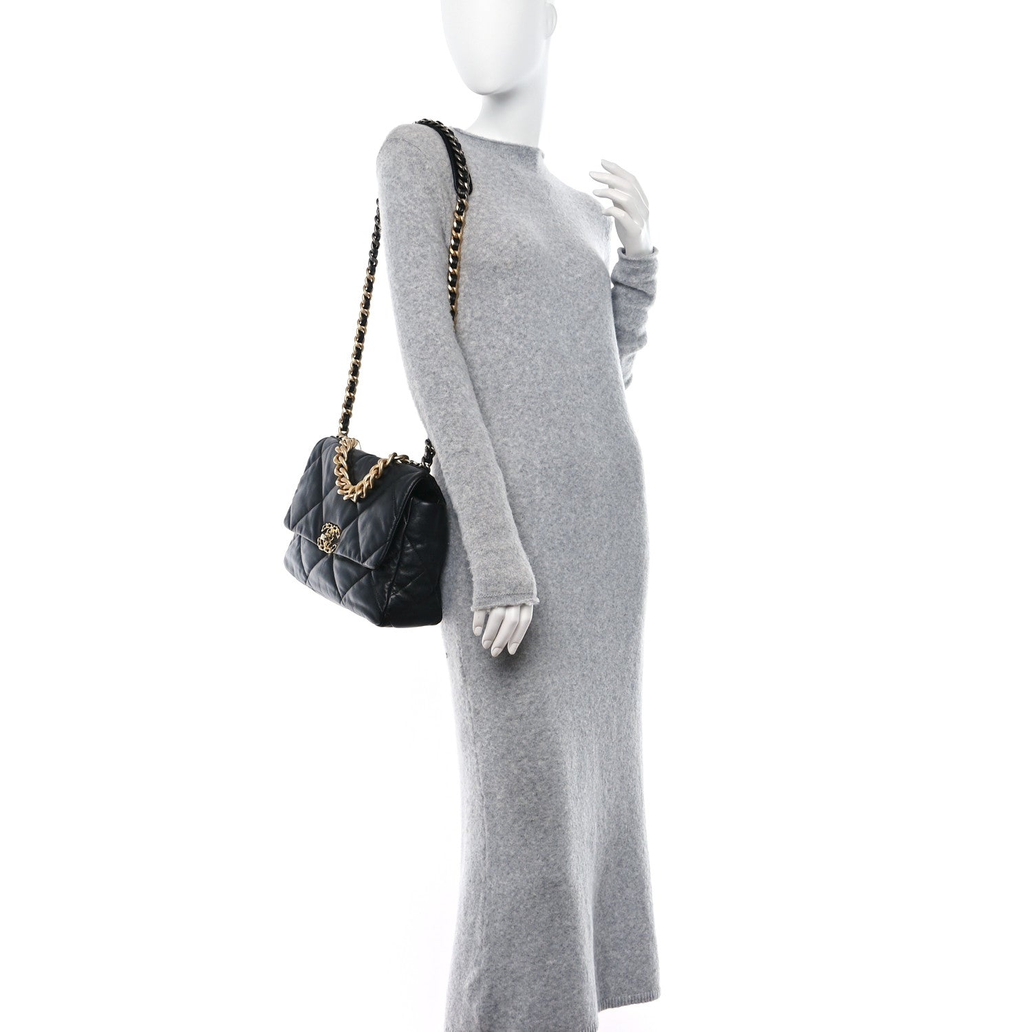 Chanel Goatskin Quilted Large Chanel 19 Flap Black 2 of 9