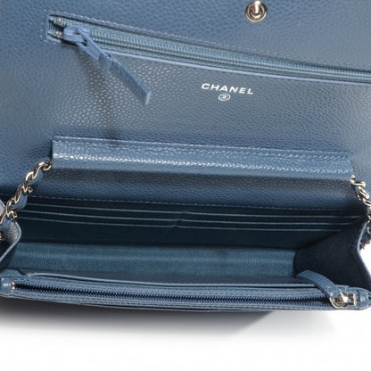 Chanel Caviar Wallet on Chain WOC Blue 6 of 9