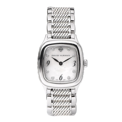 David Yurman Stainless Steel Sterling Silver Diamond Mother of Pearl 25mm Thoroughbred Quartz Watch 1 of 8