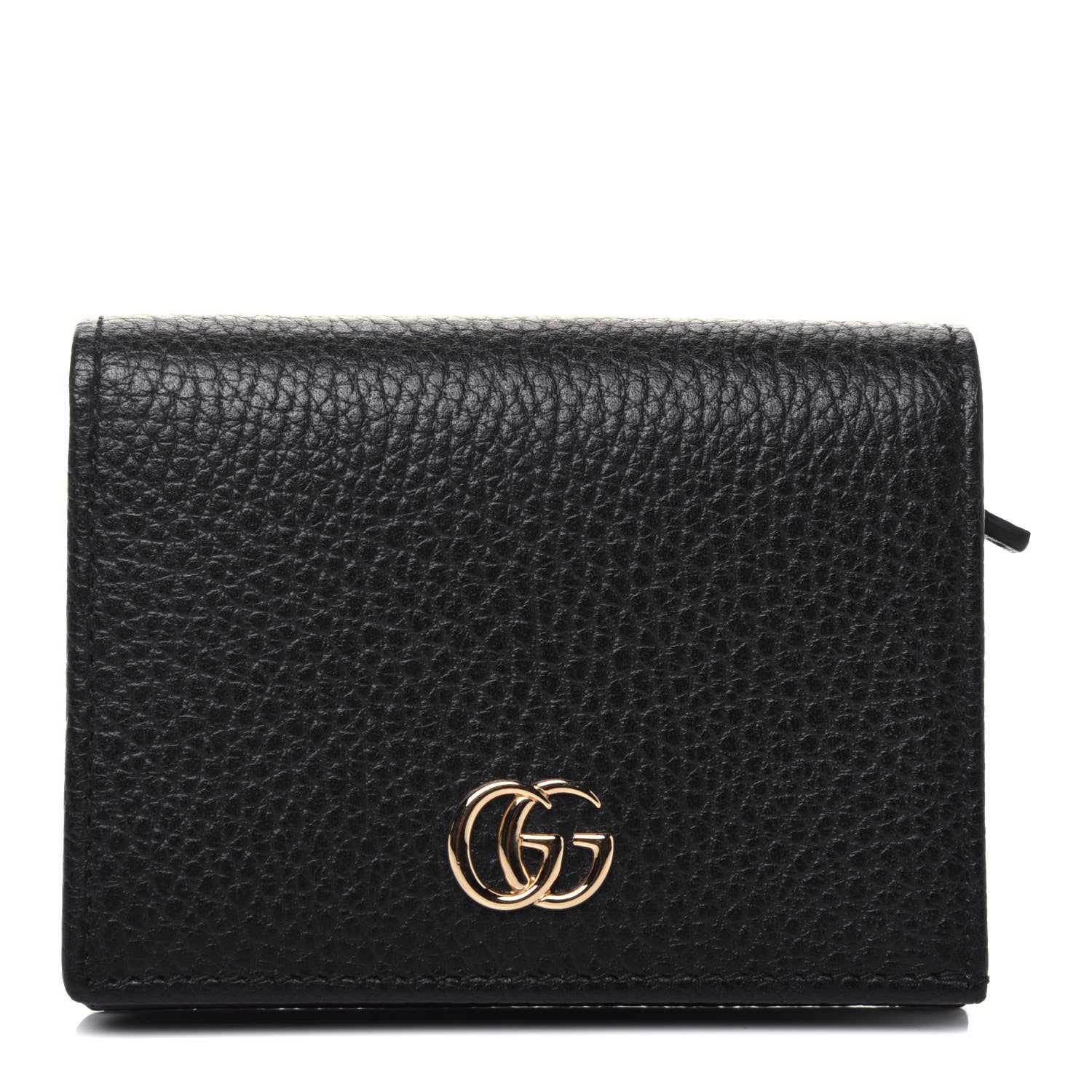 Gucci Pebbled Calfskin GG Marmont Card Case Black 1 of 9
