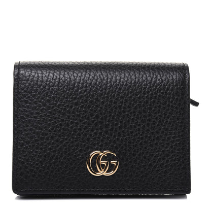 Gucci Pebbled Calfskin GG Marmont Card Case Black 1 of 9