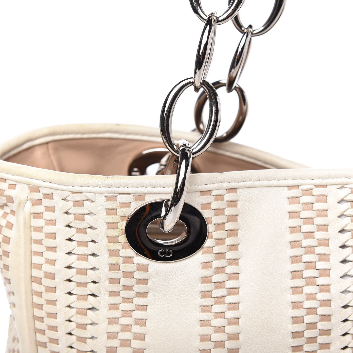 Lambskin Woven Dior Soft Shopping Tote White