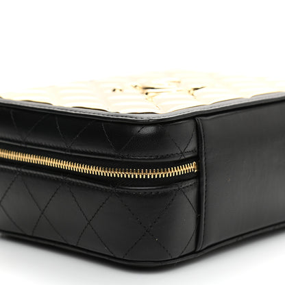 Chanel Lambskin Metal Quilted Golden Plate Vanity Case Black Golden Plate Vanity Case Black Gold 9 of 10