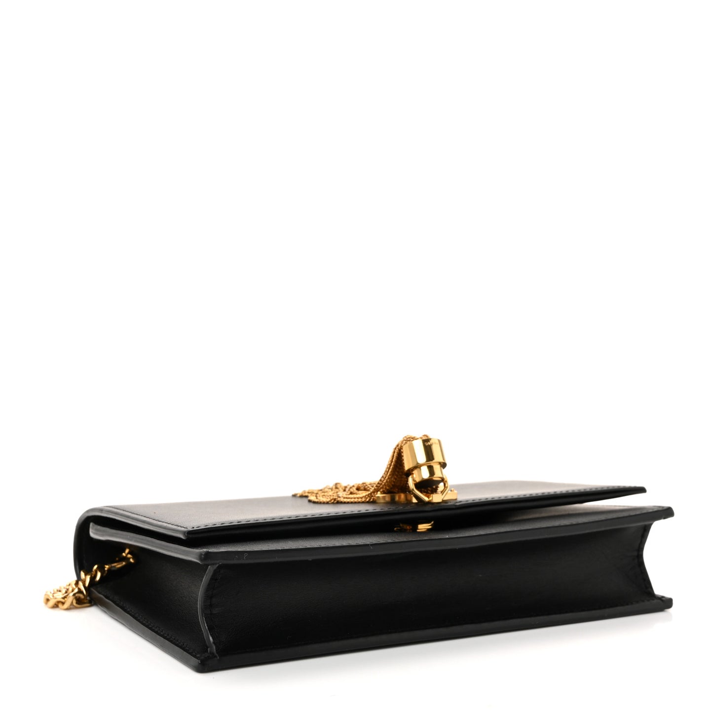 Smooth Calfskin Classic Monogram Kate Tassel Chain Wallet Black