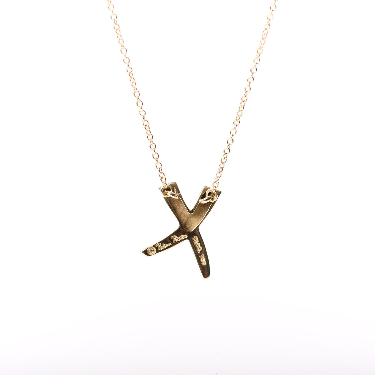 Tiffany 18K Yellow Gold Paloma Picasso Graffiti X Pendant Necklace 5 of 5