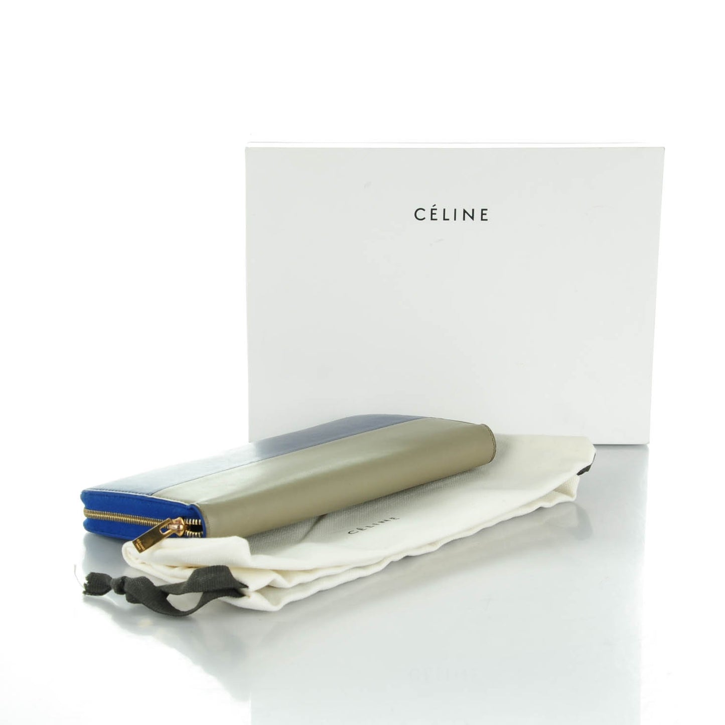 Lambskin Large Zip Around Multifunction Wallet Indigo Beige