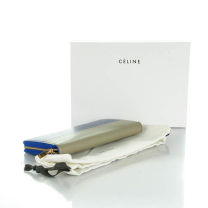 Celine Lambskin Large Zip Around Multifunction Wallet Indigo Beige 4 of 7