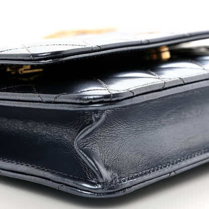 Chanel Metallic Lambskin Wallet On Chain WOC Dark Blue 9 of 11