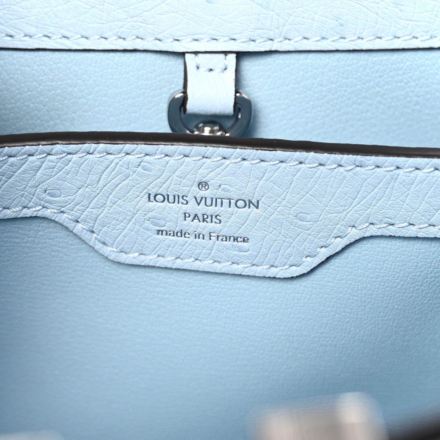Louis Vuitton Ostrich Flower Chain Capucines BB Light Blue 6 of 9