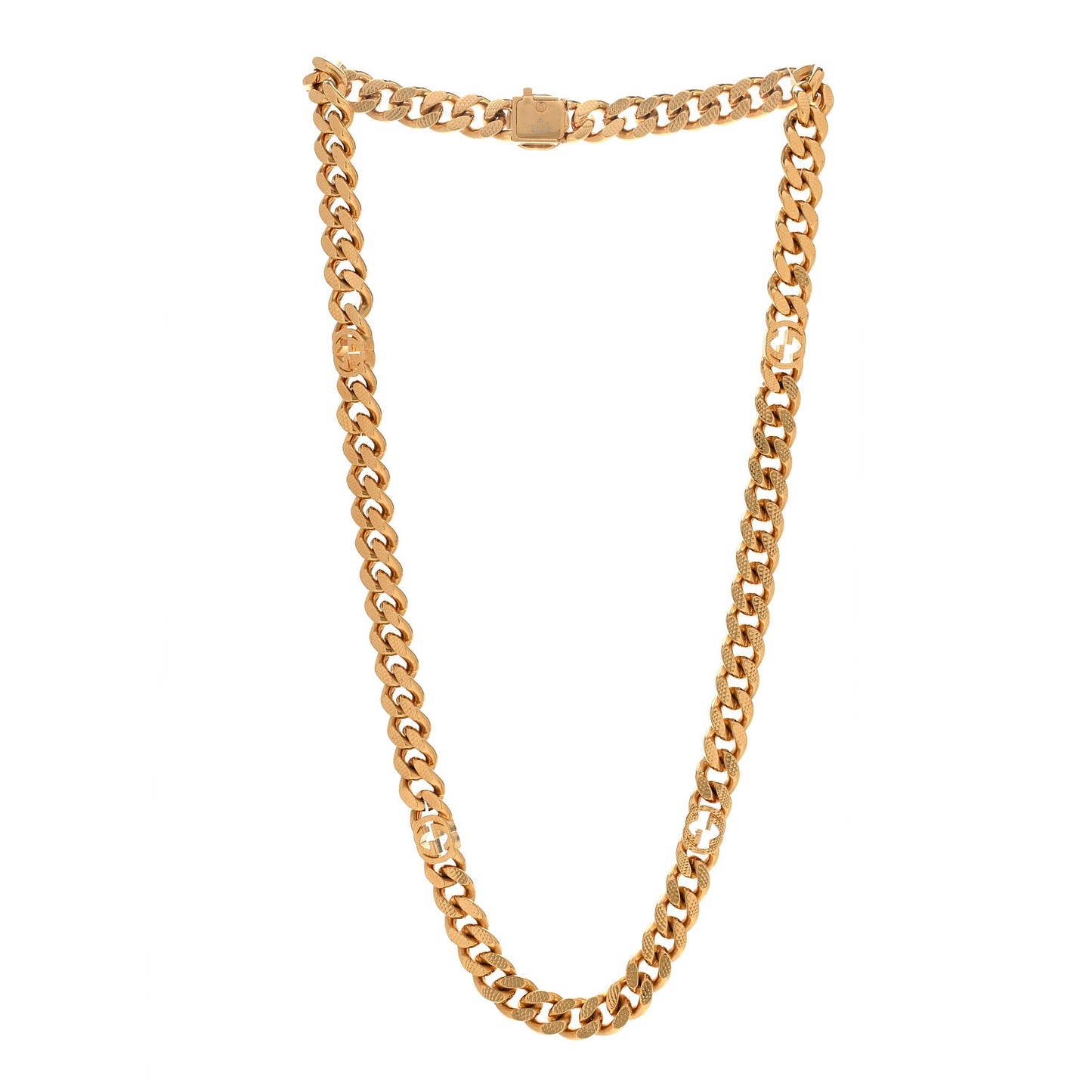 Metal Interlocking G Curb Chain Necklace Gold