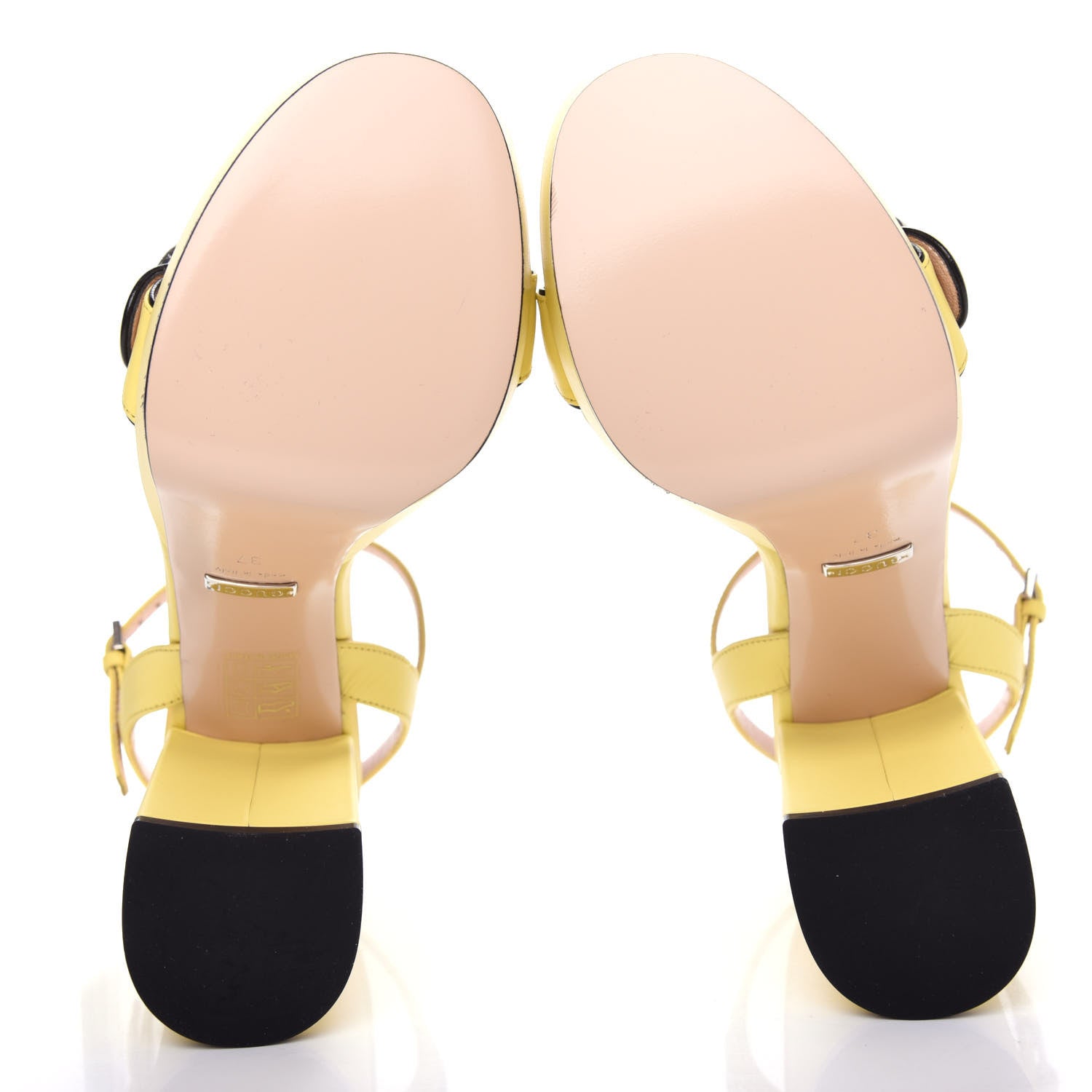 Gucci Calfskin GG Marmont Ankle Wrap 30/115mm Platform Sandals 37 Banana 6 of 10