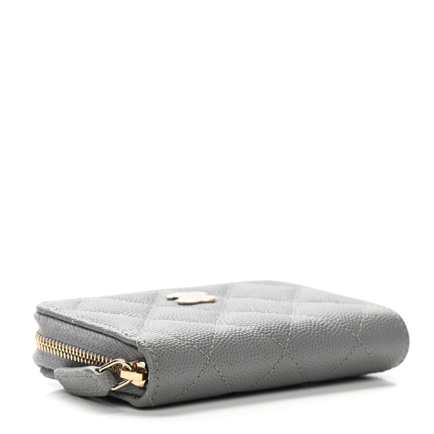 Caviar Quilted Zip Coin Purse Grey