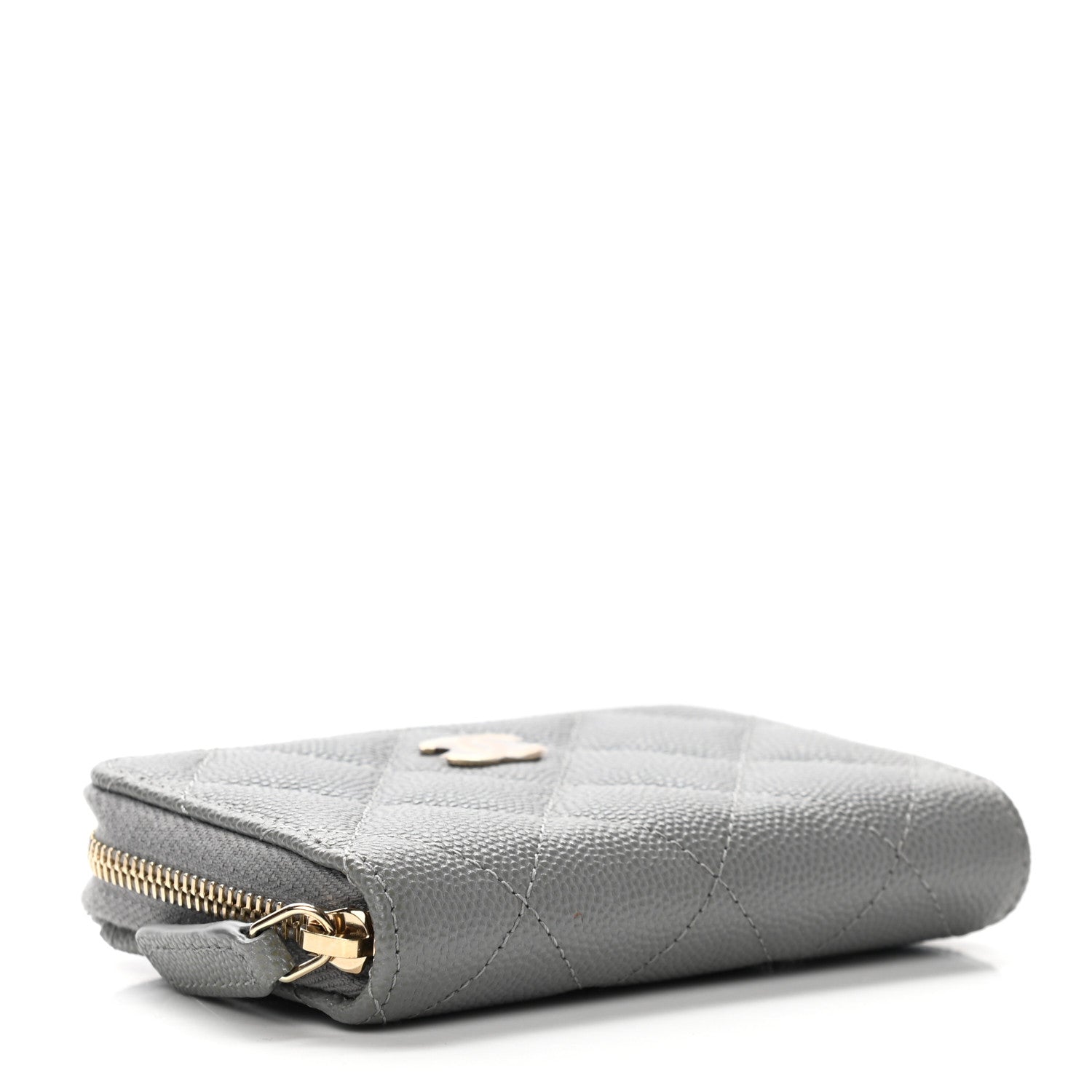 Chanel Caviar Quilted Zip Coin Purse Grey 4 of 9