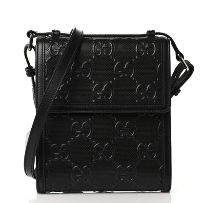 Gucci Calfskin GG Tennis Embossed Messenger Bag Black 1 of 10