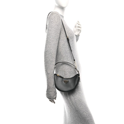 Prada Soft Calfskin Arque Shoulder Bag Black 2 of 10