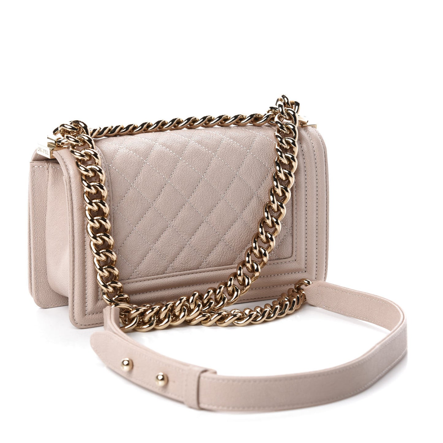 Caviar Quilted Small Boy Flap Light Beige