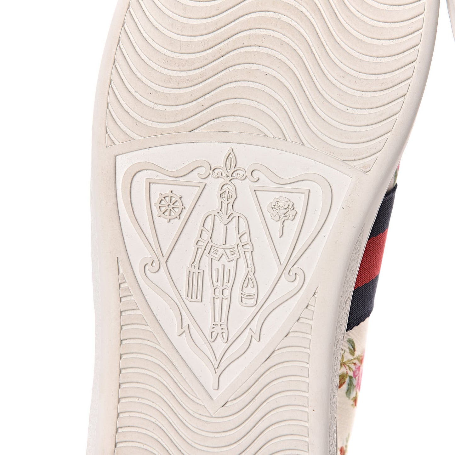 Calfskin Web Rose Print Bee Embroidered Womens Ace Sneakers 39.5 White