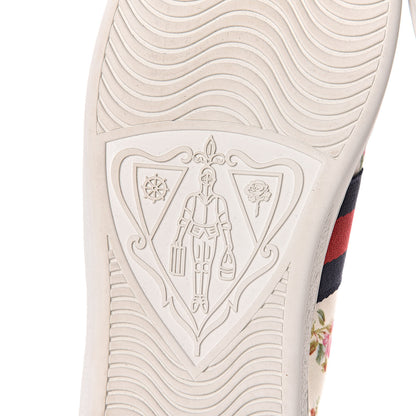 Gucci Calfskin Web Rose Print Bee Embroidered Womens Ace Sneakers 39.5 White 6 of 10