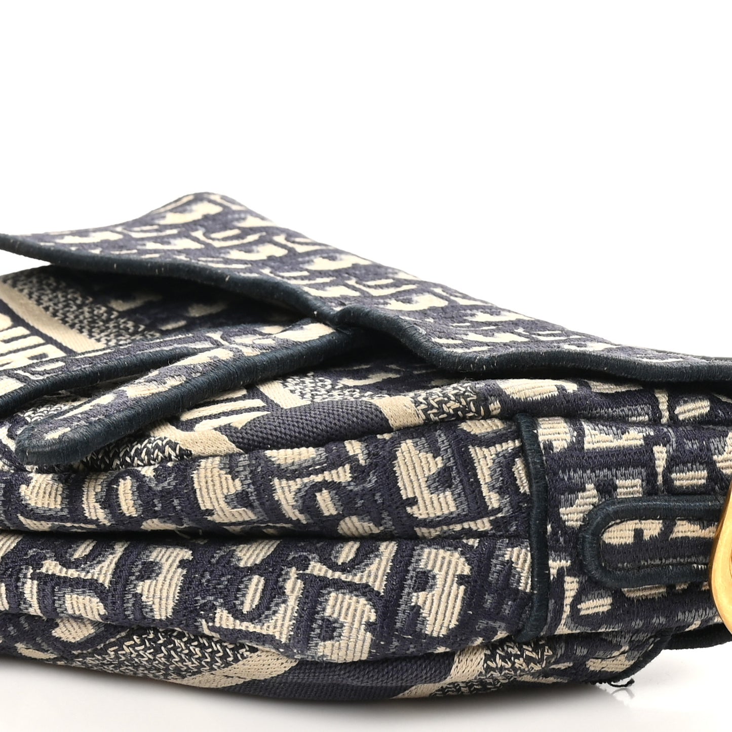 Oblique Embroidered Saddle Bag Blue