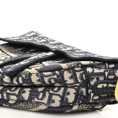Christian Dior Oblique Embroidered Saddle Bag Blue 9 of 10