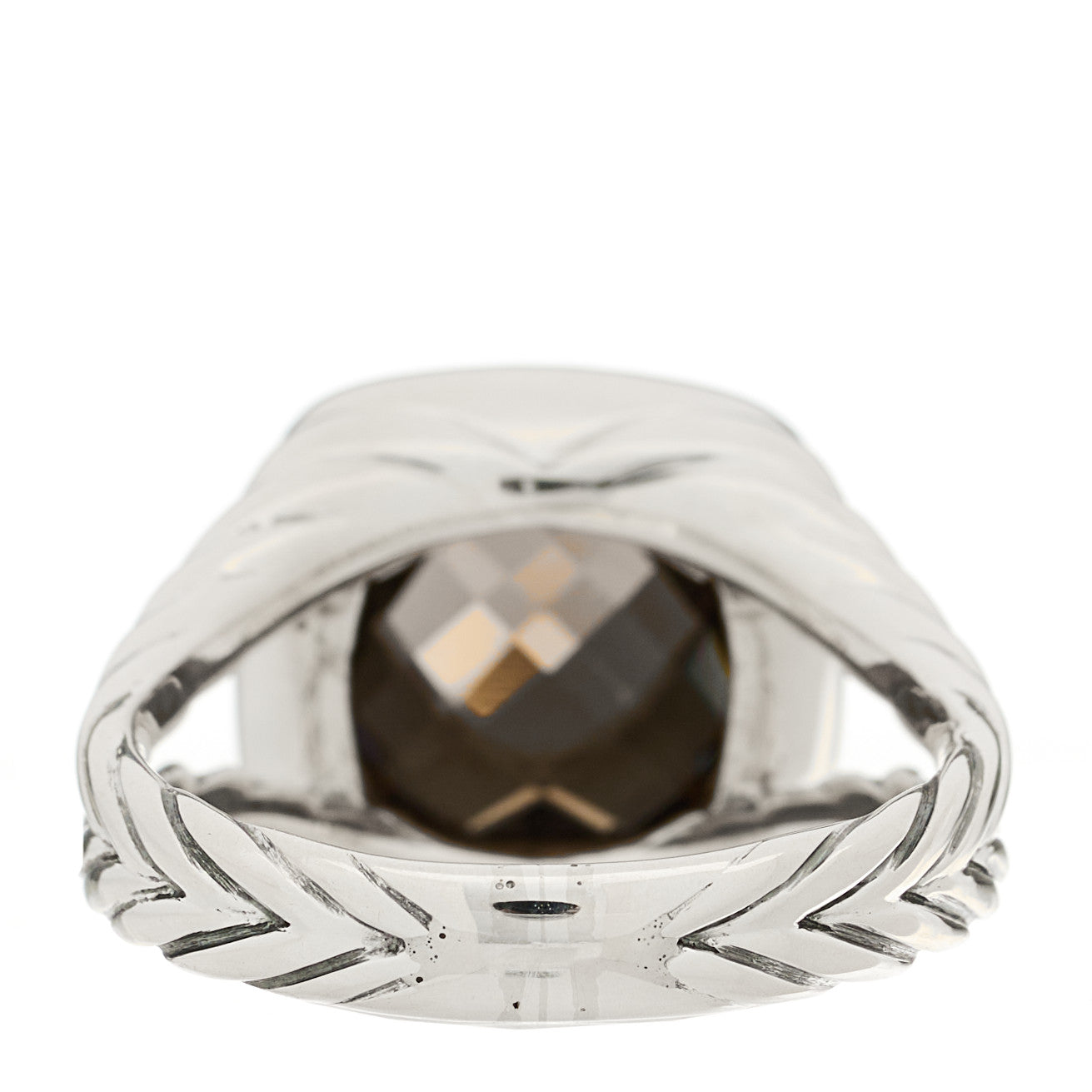 Sterling Silver 18K Yellow Gold Diamond Smoky Quartz 11mm Albion Ring 58 8.5