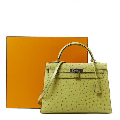 Hermes Ostrich Kelly Sellier 32 Vert Anis 34 of 34