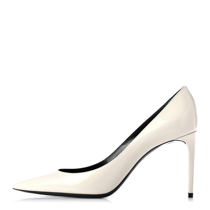 Saint Laurent Patent Calfskin Zoe 85 Pumps 38 Chiffon Neutro 1 of 9