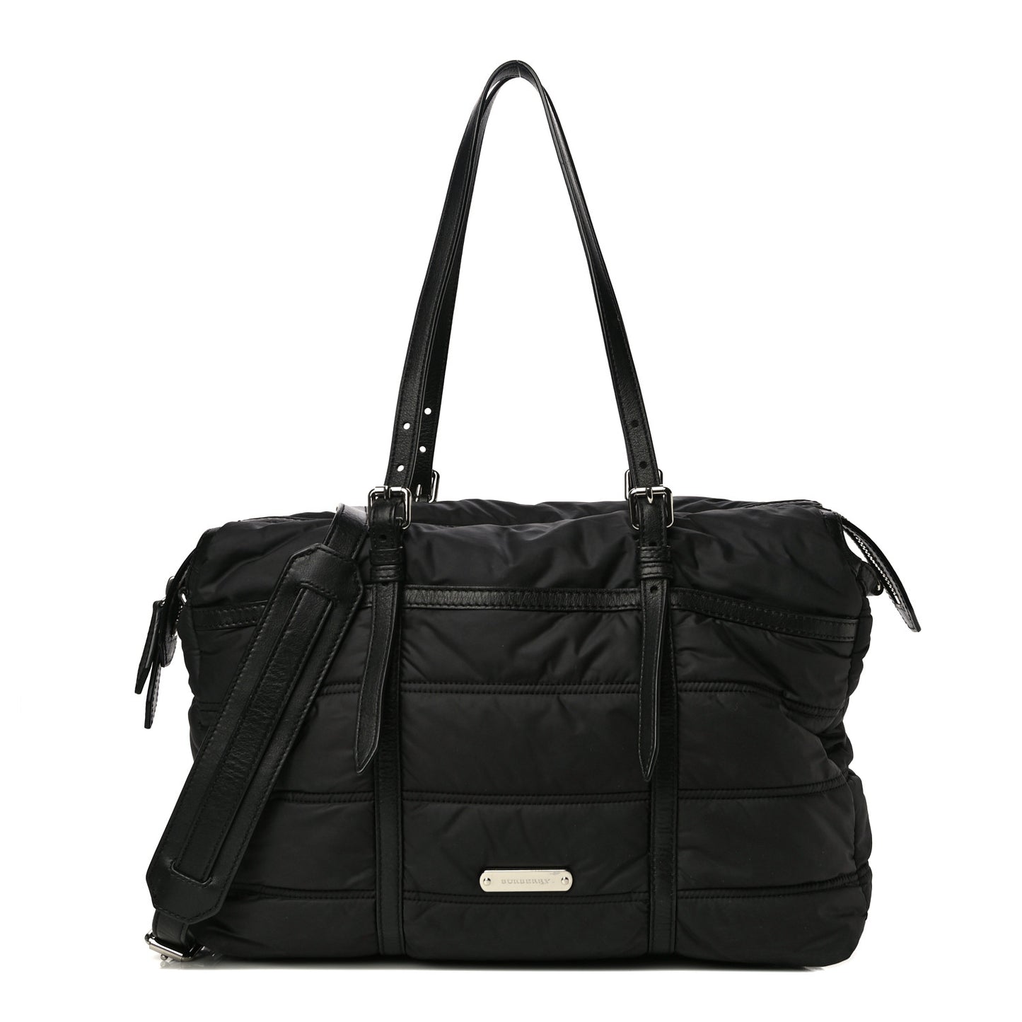 Nylon House Check Quilted Abbey Diaper Bag Black