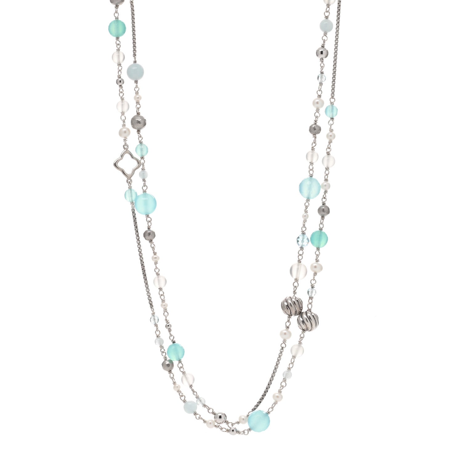 David Yurman Sterling Silver Multi Gemstone Elements Station Necklace 1 of 3