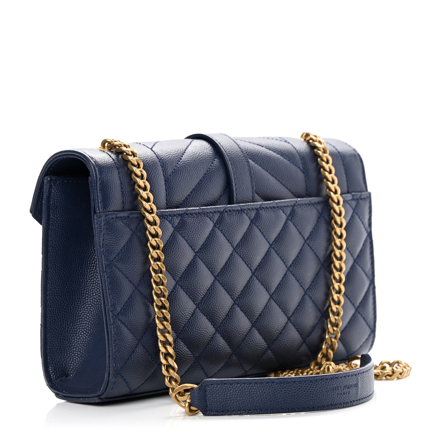 Saint Laurent Grain De Poudre Textured Mixed Matelasse Triquilt Small Monogram Satchel Blue 3 of 11