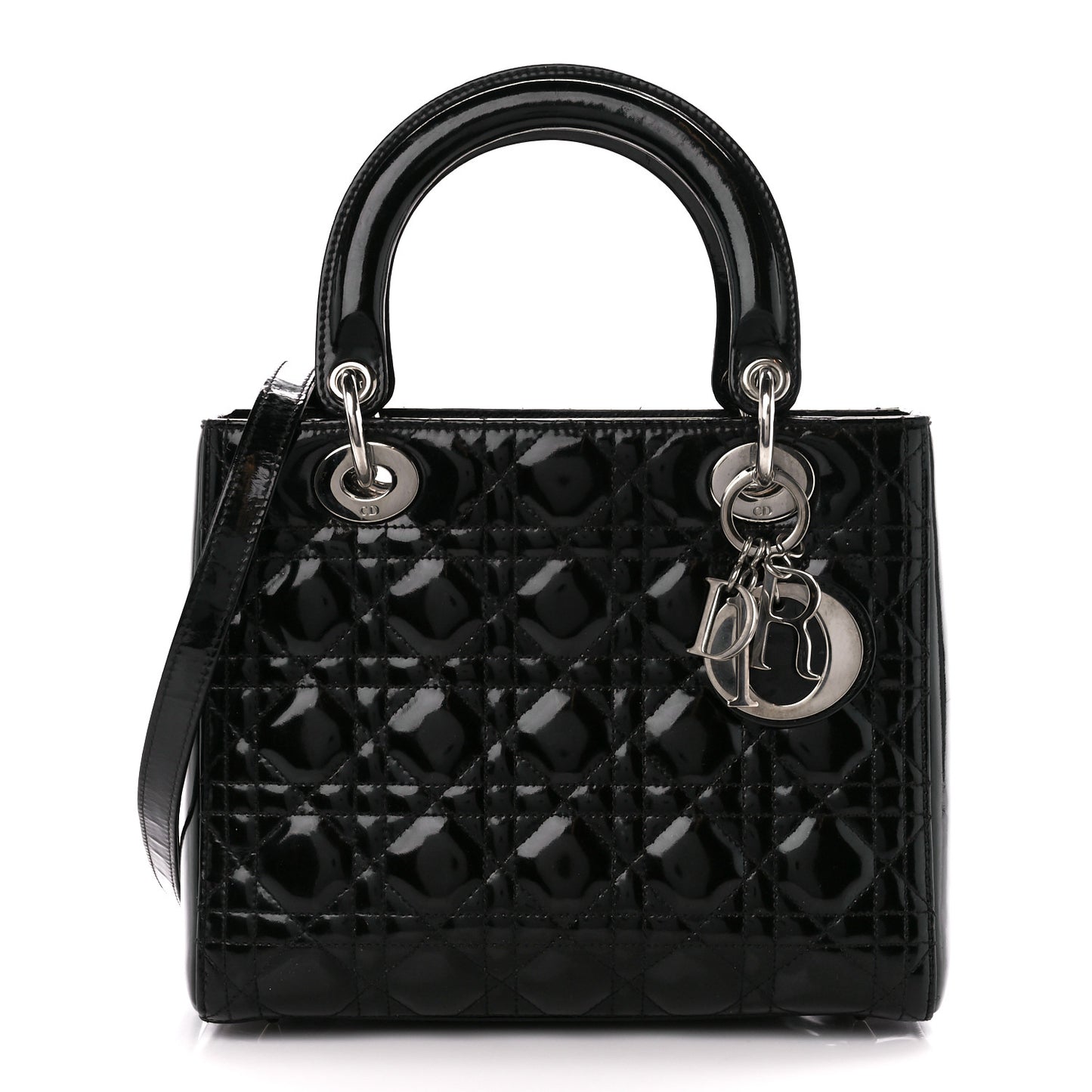Patent Cannage Medium Lady Dior Black