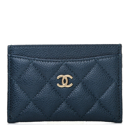Chanel Metallic Caviar Quilted Card Holder Dark Blue 1 of 6