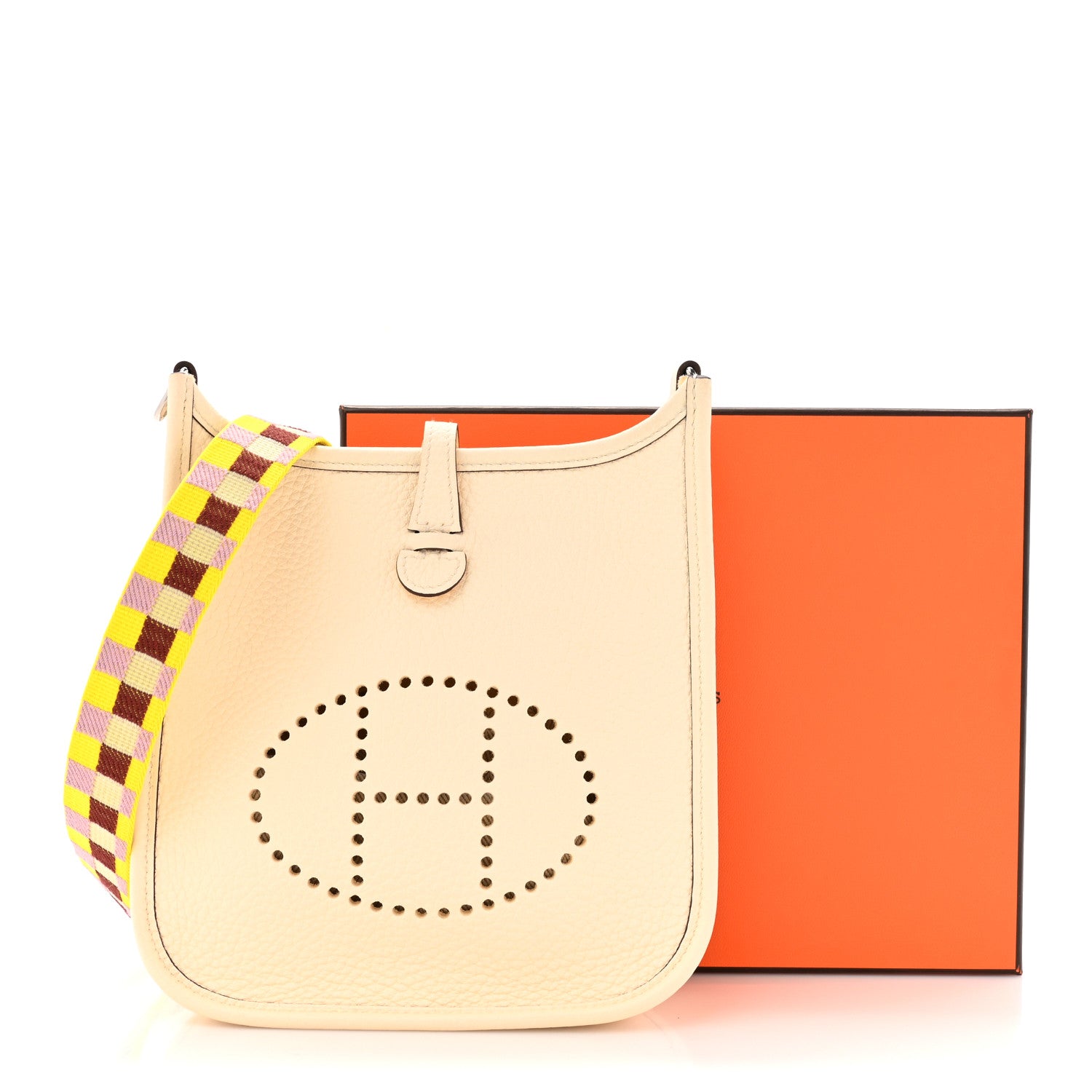 Hermes Taurillon Clemence Maxi Quadrille Evelyne TPM Nata Citron Rouge H Mauve Sylvestre 11 of 11