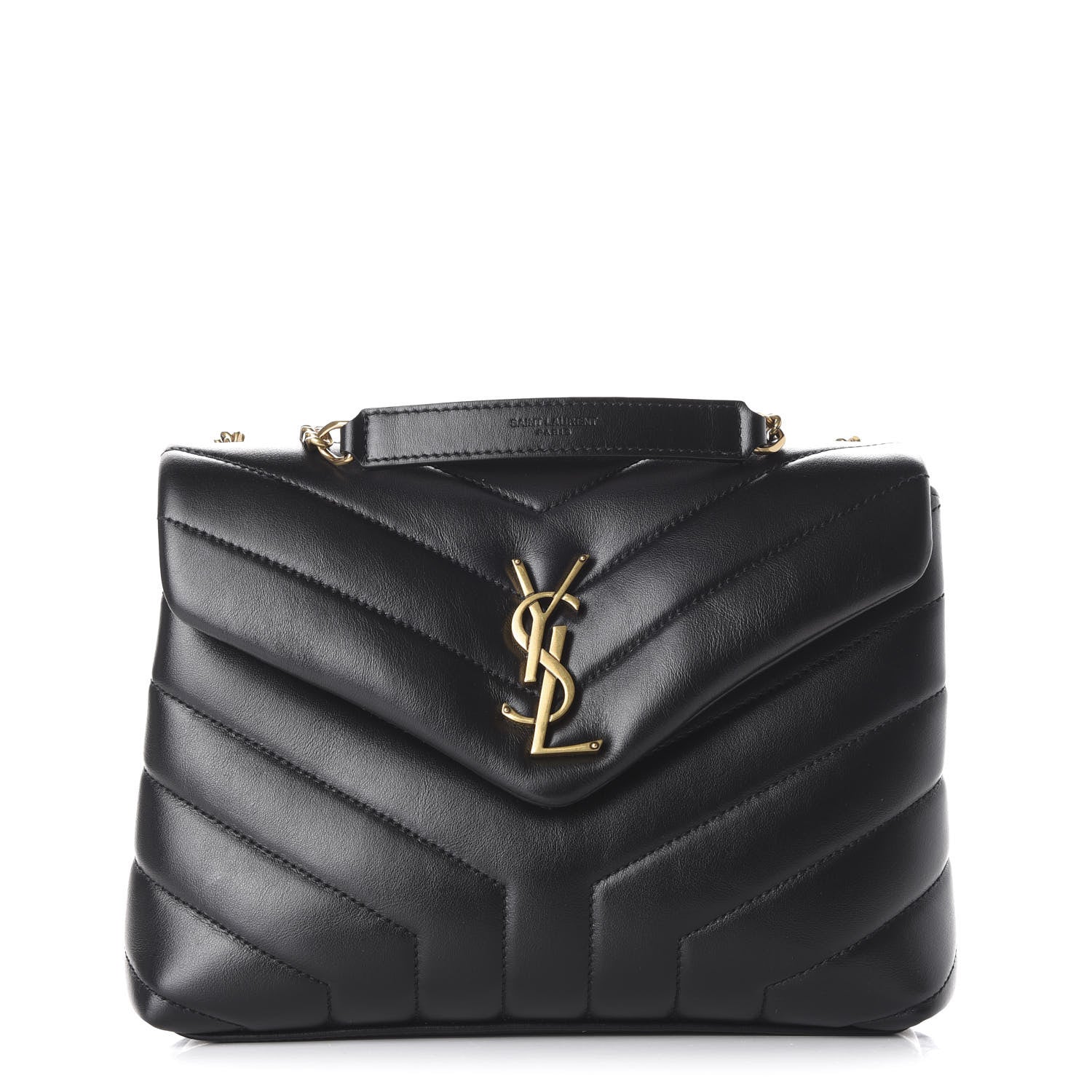 Saint Laurent Calfskin Y Quilted Monogram Small Loulou Chain Satchel Black 1 of 8