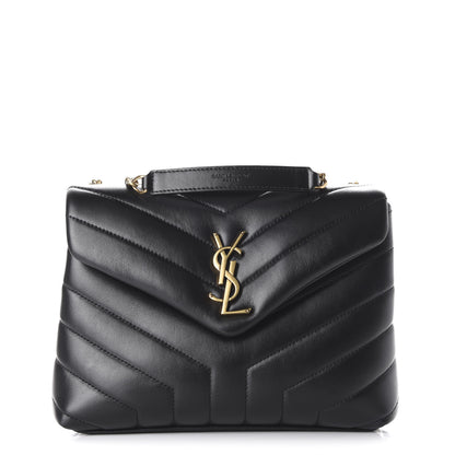 Saint Laurent Calfskin Y Quilted Monogram Small Loulou Chain Satchel Black 1 of 8