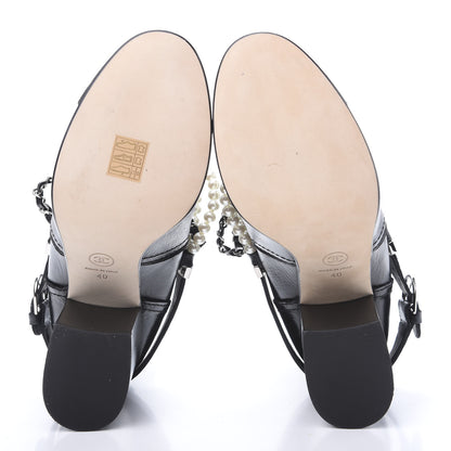 Chanel Calfskin Pearl Cap Toe Short Boots 40 Black 5 of 9
