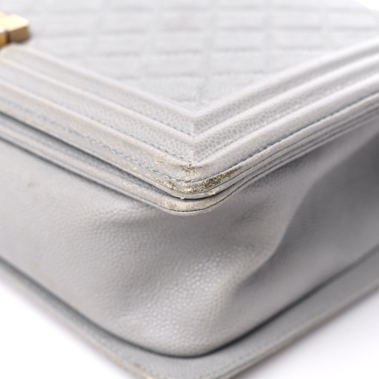 Caviar Quilted New Medium Boy Flap Grey