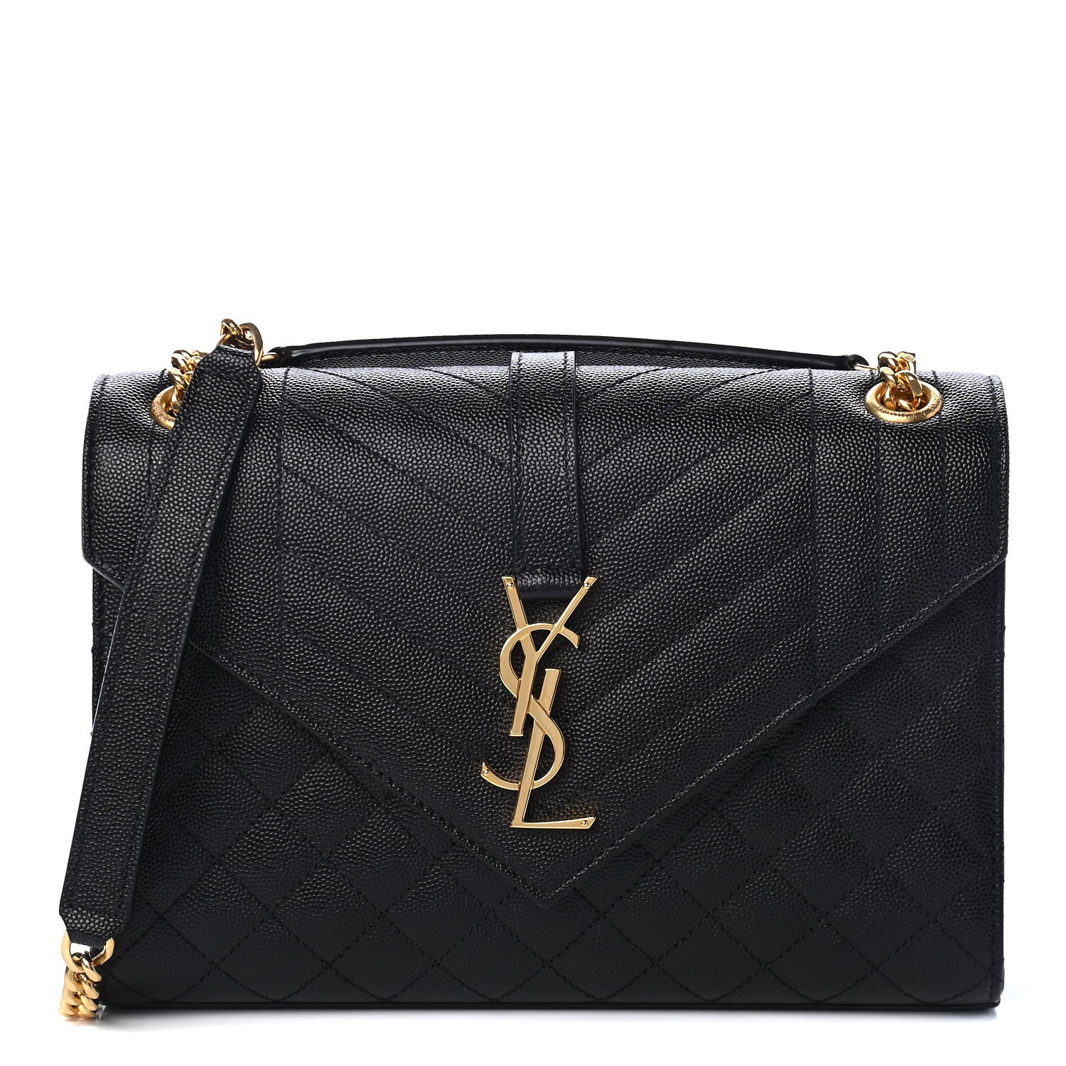 Saint Laurent Grain De Poudre Textured Mixed Matelasse Triquilt Medium Monogram Satchel Black 1 of 4