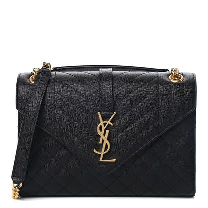 Saint Laurent Grain De Poudre Textured Mixed Matelasse Triquilt Medium Monogram Satchel Black 1 of 4