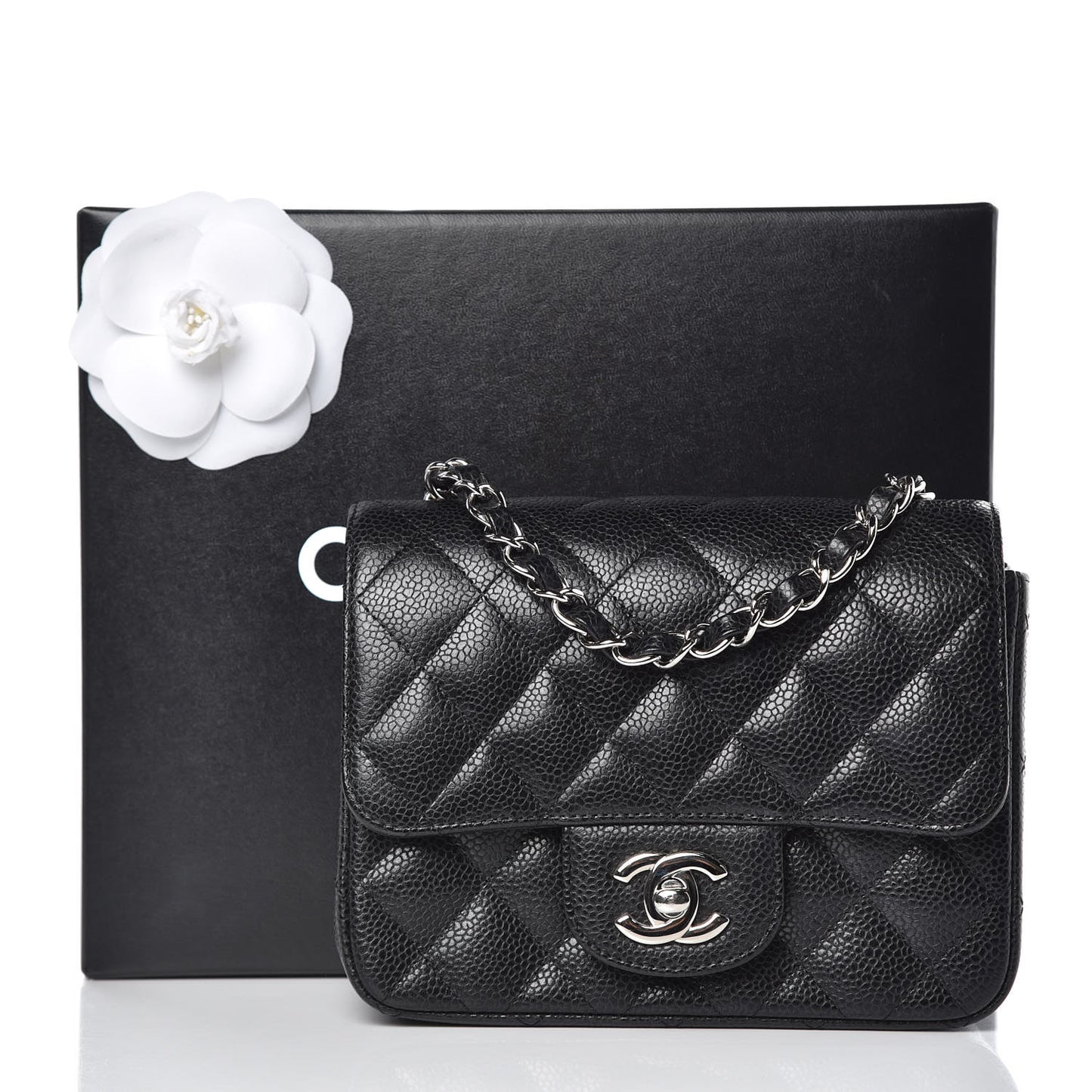 Caviar Quilted Mini Square Flap Black