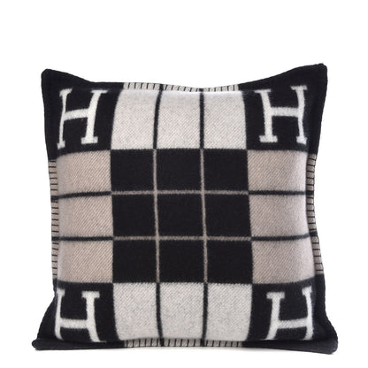 Hermes Wool Cashmere Avalon III Pillow PM Ecru Black 1 of 5
