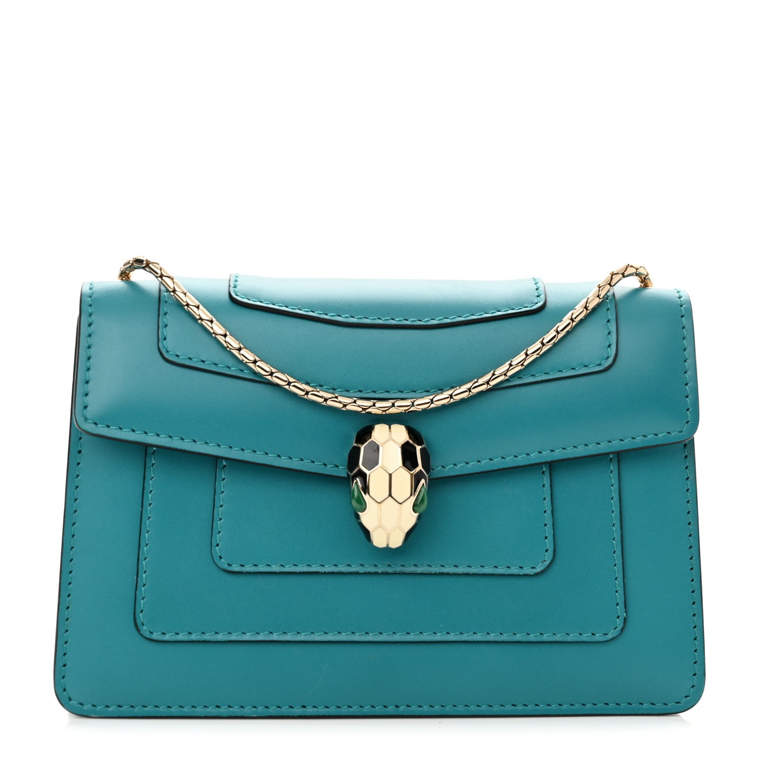 Bulgari Calfskin Serpenti Forever Small Crossbody Bag Green 3 of 11
