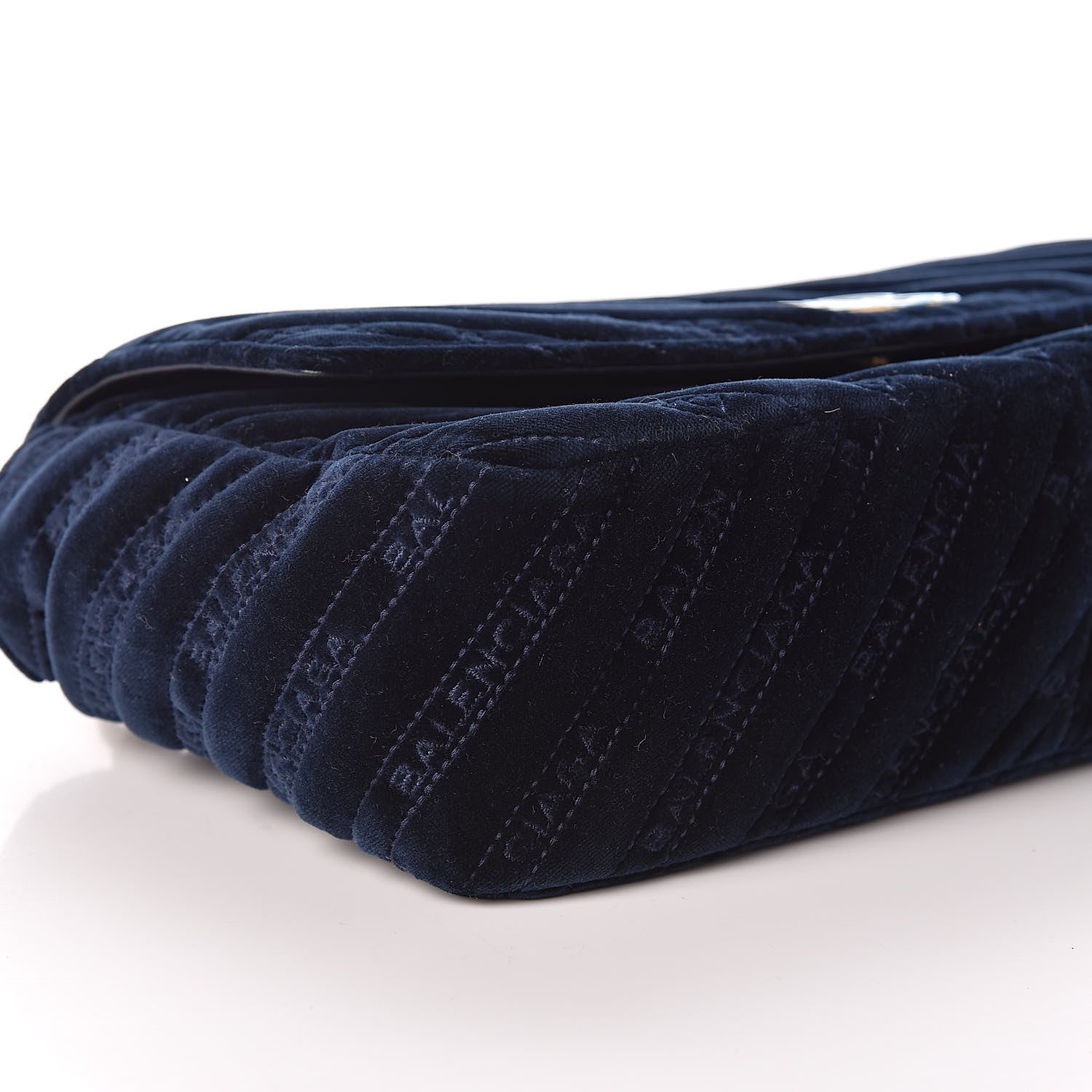 Balenciaga Velvet Logo Matelasse M BB Chain Shoulder Bag Navy 8 of 9