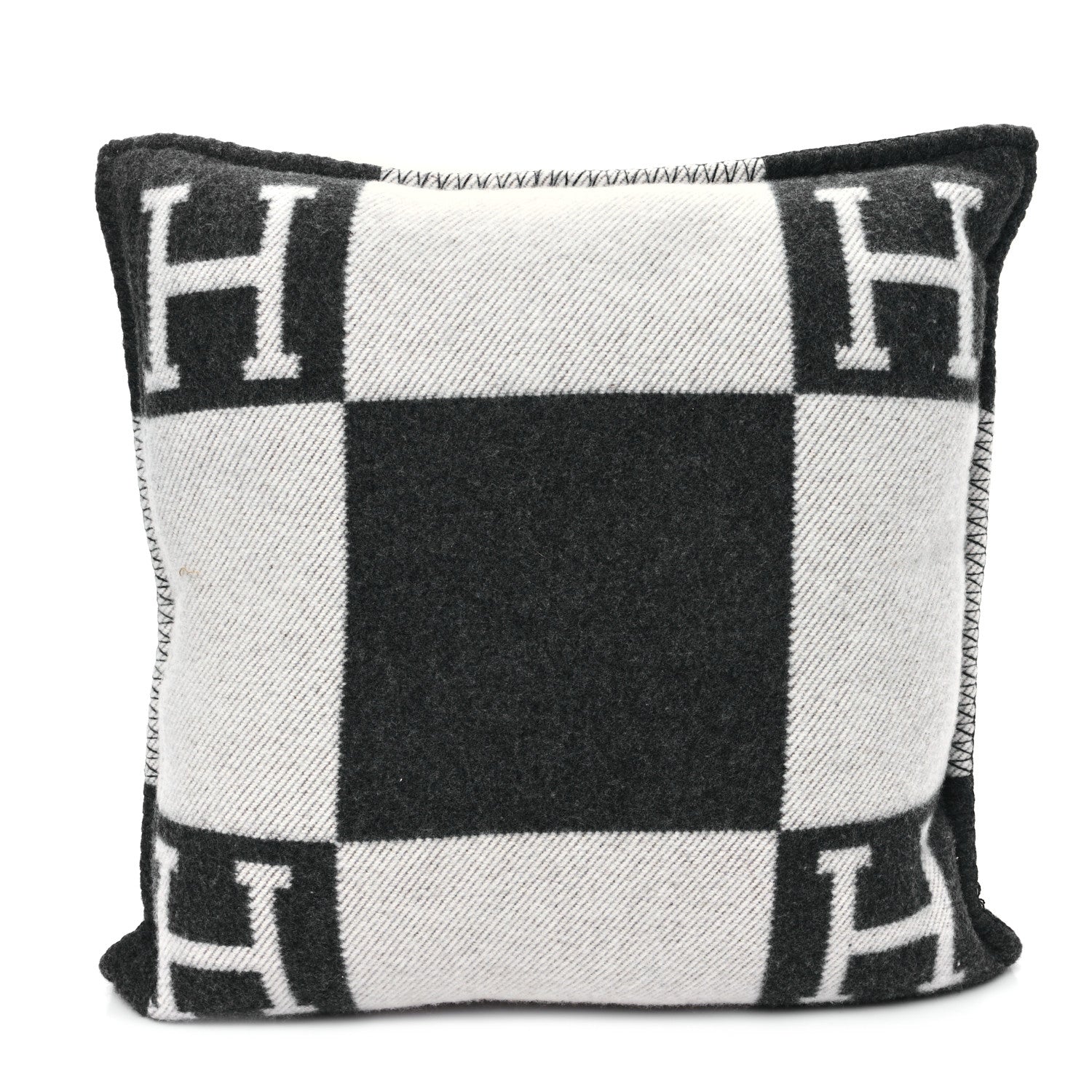 Hermes Wool Cashmere Avalon Pillow PM Ecru Gris Fonce 2 of 3