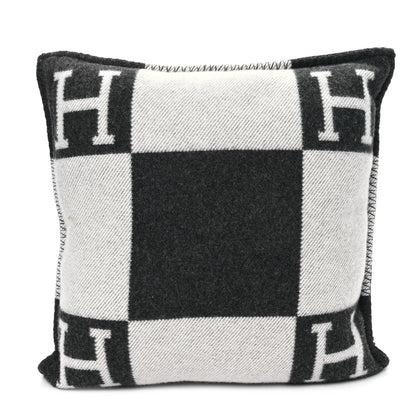 Hermes Wool Cashmere Avalon Pillow PM Ecru Gris Fonce 2 of 3