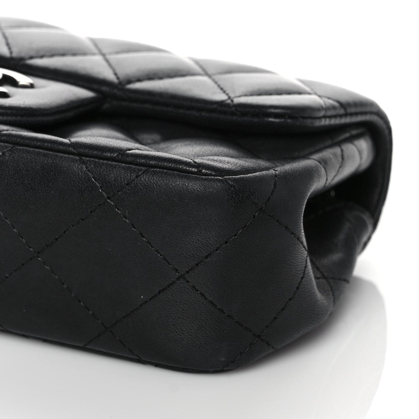 Lambskin Quilted Extra Mini Rectangular Flap Black
