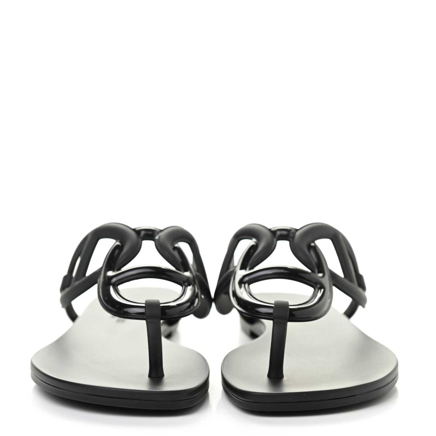 Hermes Rubber Womens Egerie Sandals 36 Black 2 of 8