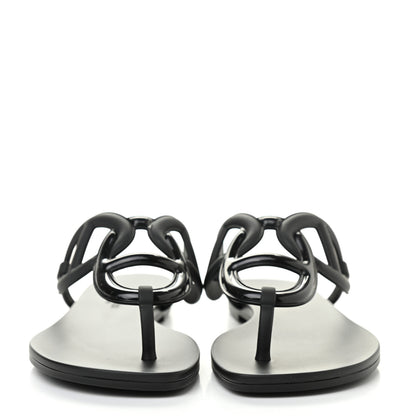 Hermes Rubber Womens Egerie Sandals 36 Black 2 of 8